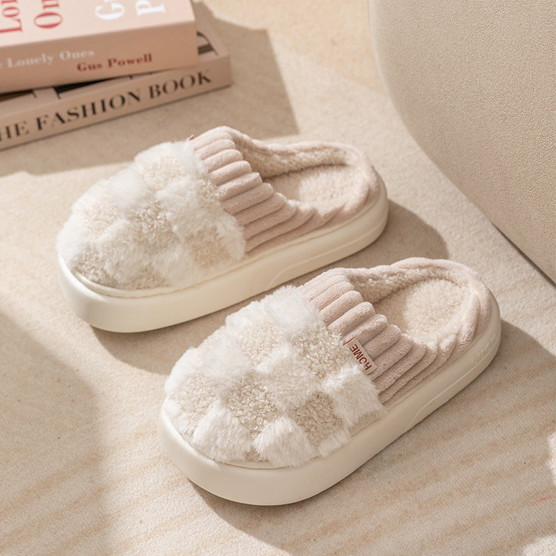 CozyPlaid™ – Warm Indoor Plush Slippers