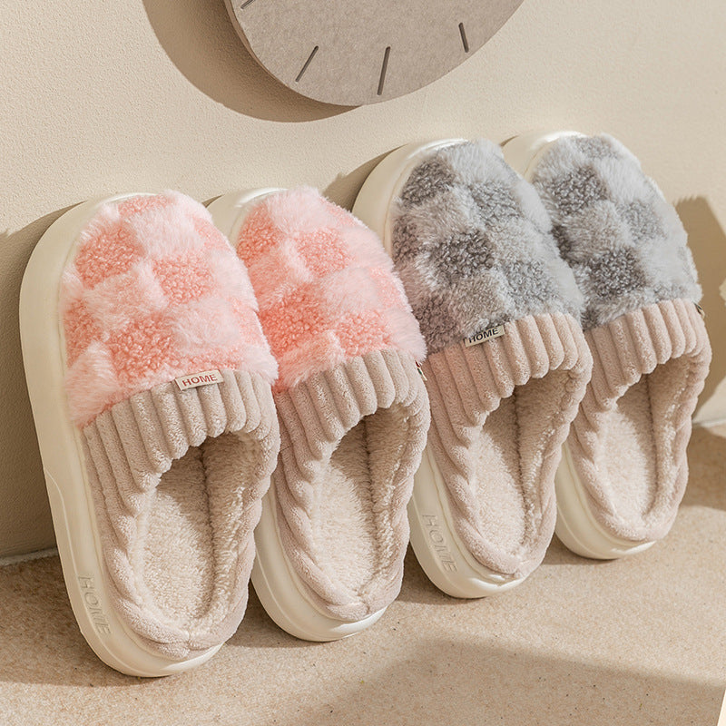 CozyPlaid™ – Warm Indoor Plush Slippers