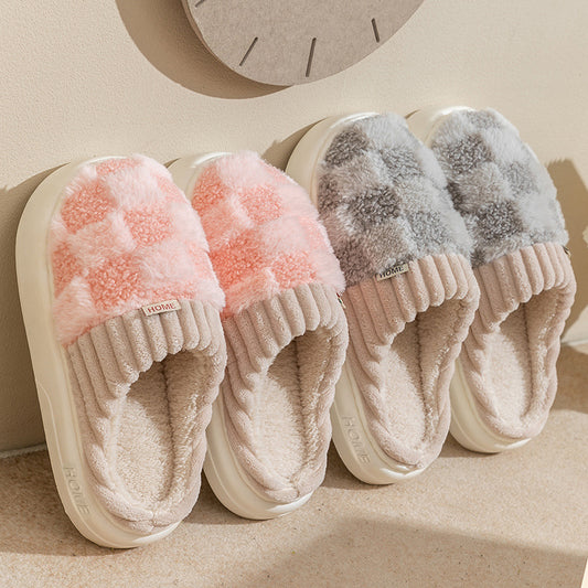 CozyPlaid™ – Warm Indoor Plush Slippers